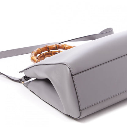 Gucci Nappa Bamboo Medium Nymphaea Top Handle Bag Deep Grey 8 of 10