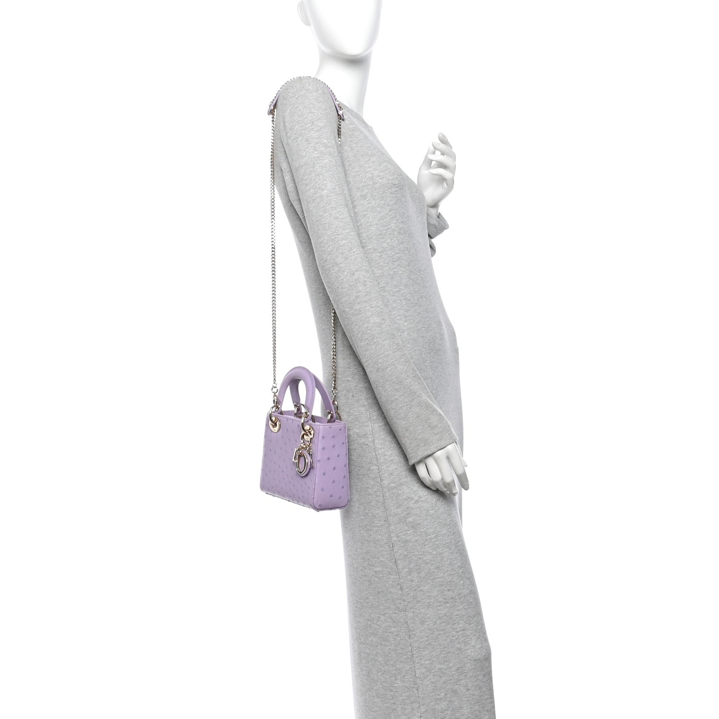 Ostrich Mini Lady Dior Purple