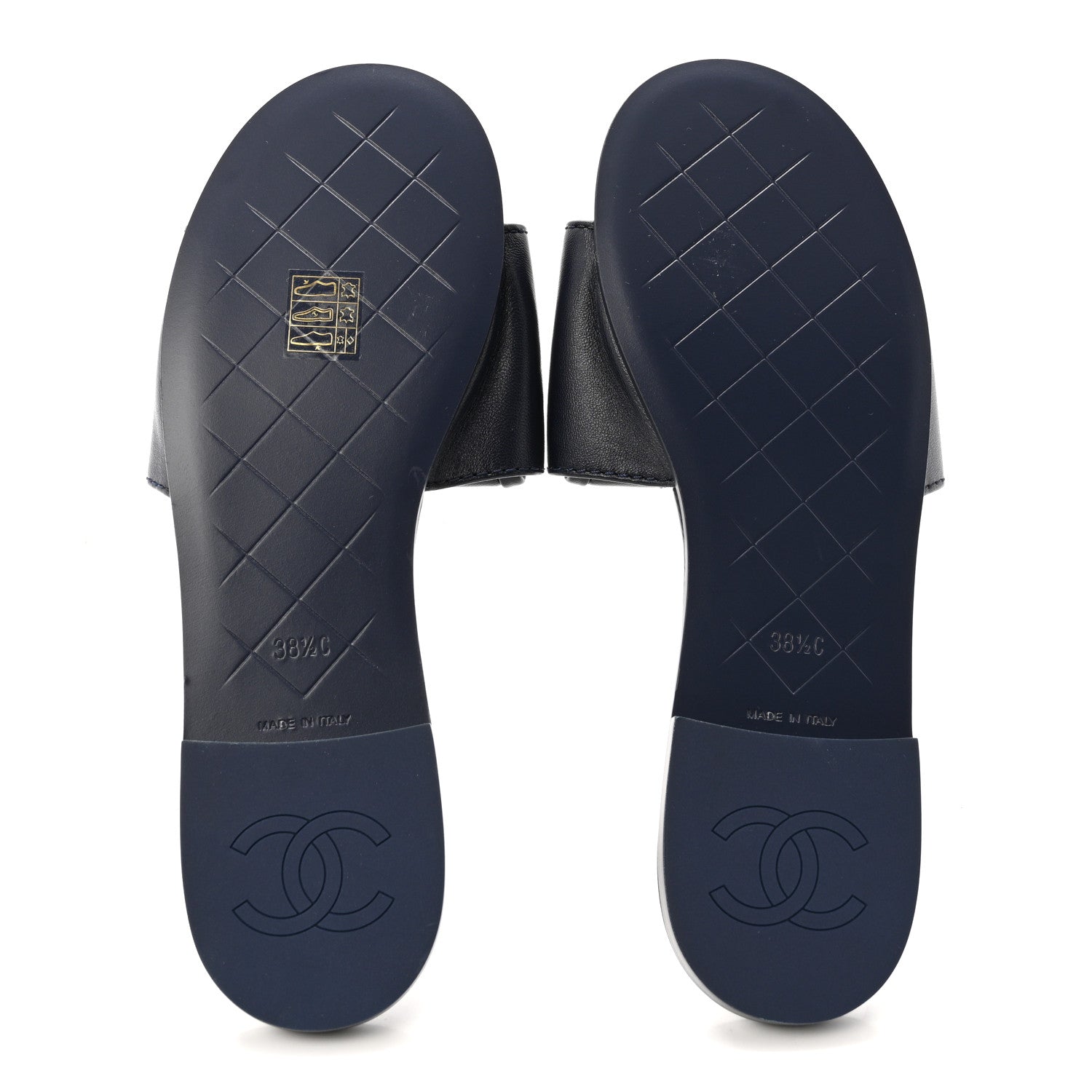 Chanel Lambskin Quilted Turnlock Flat Mules 38.5 Navy 6 of 9