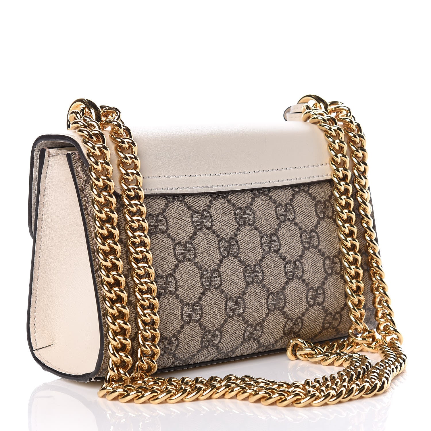 Gucci GG Supreme Monogram Studded Small Padlock Shoulder Bag White 3 of 16