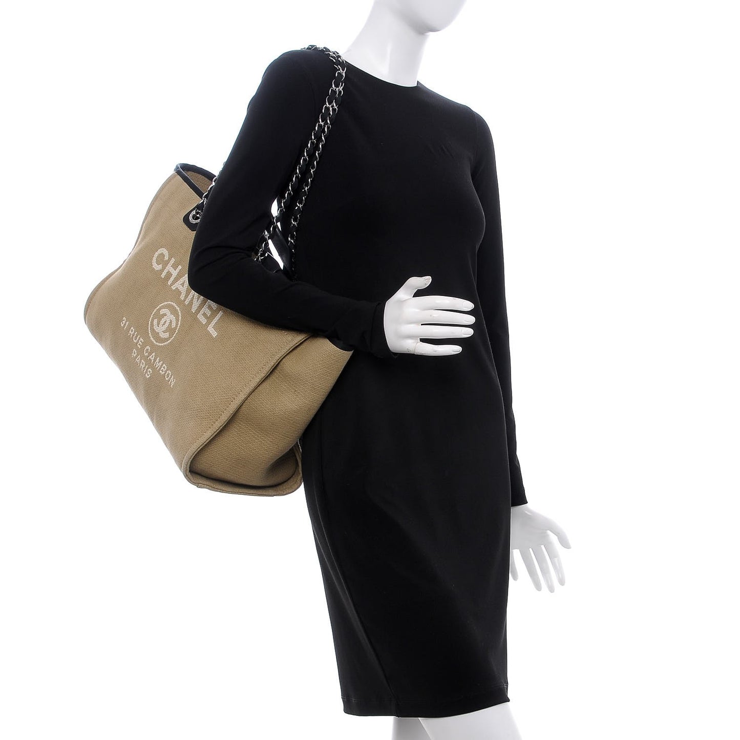 Canvas Large Deauville Tote Beige Black