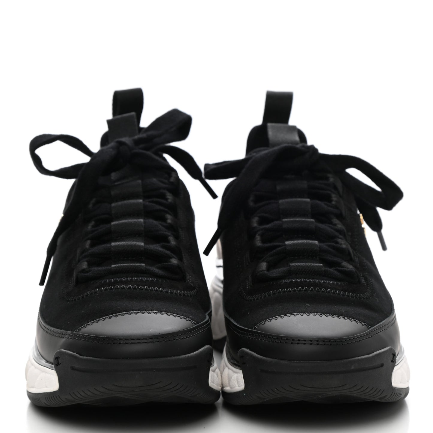 Velvet Calfskin Mixed Fibers CC Sneakers 35 Black