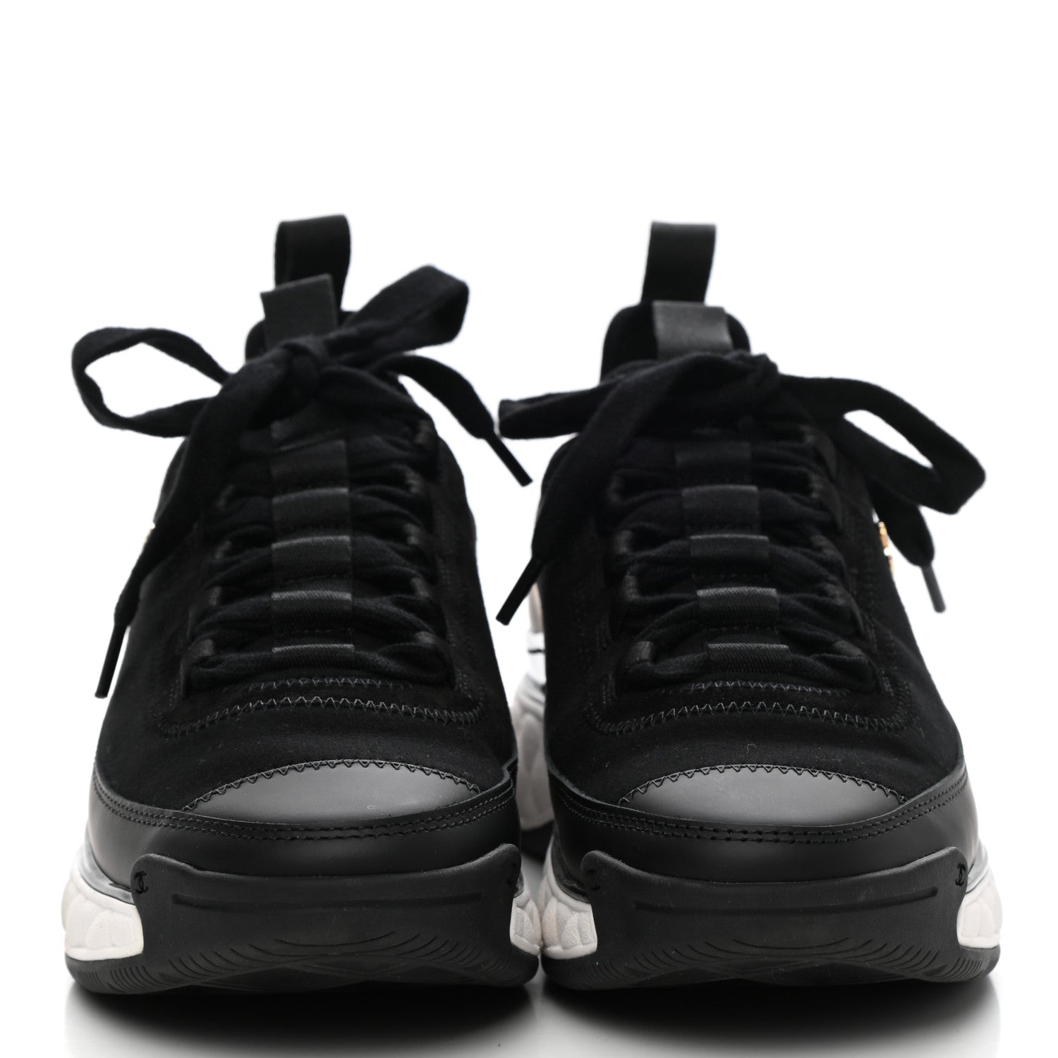 Chanel Velvet Calfskin Mixed Fibers CC Sneakers 35 Black 2 of 10