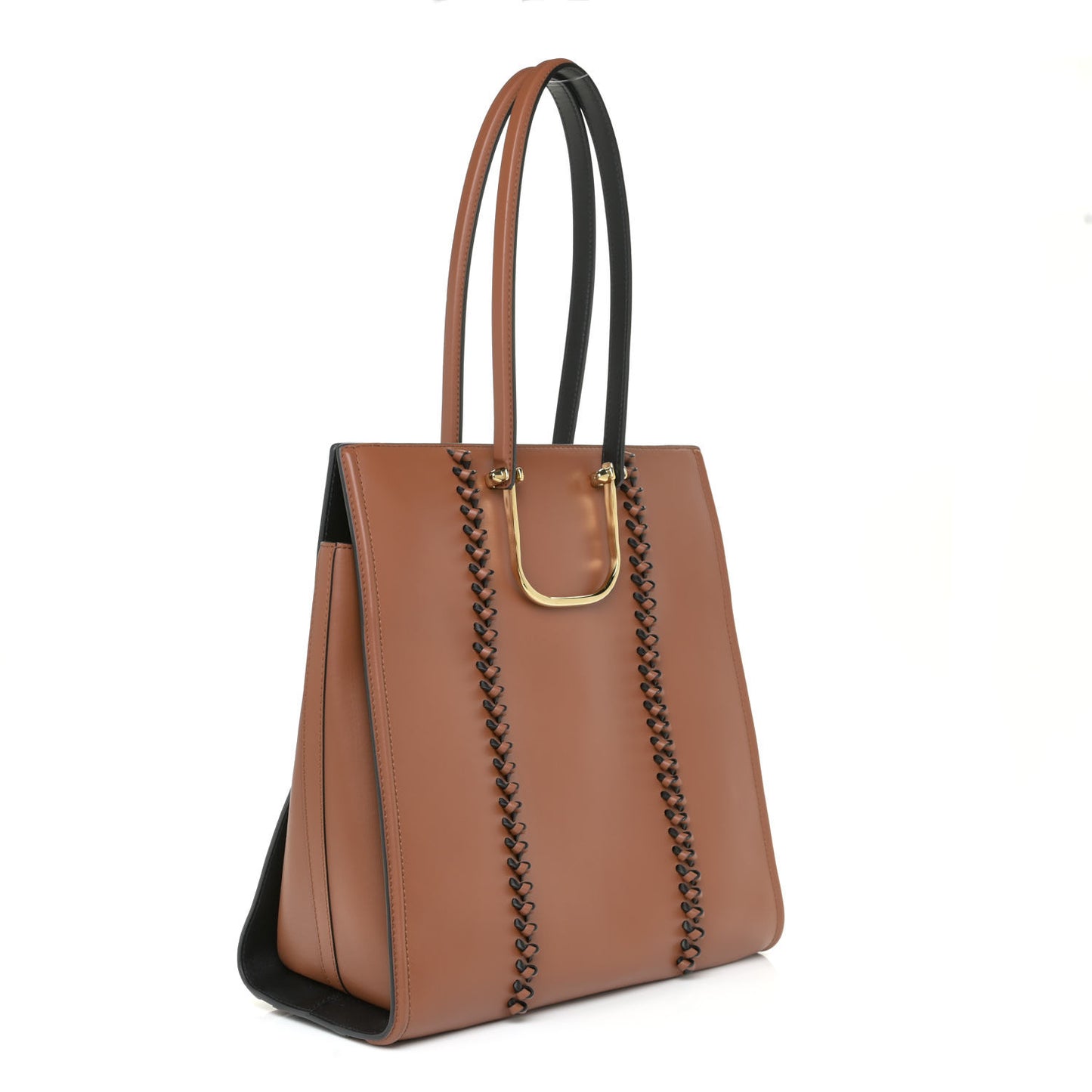 Calfskin The Tall Story Shoulder Bag Brown Black