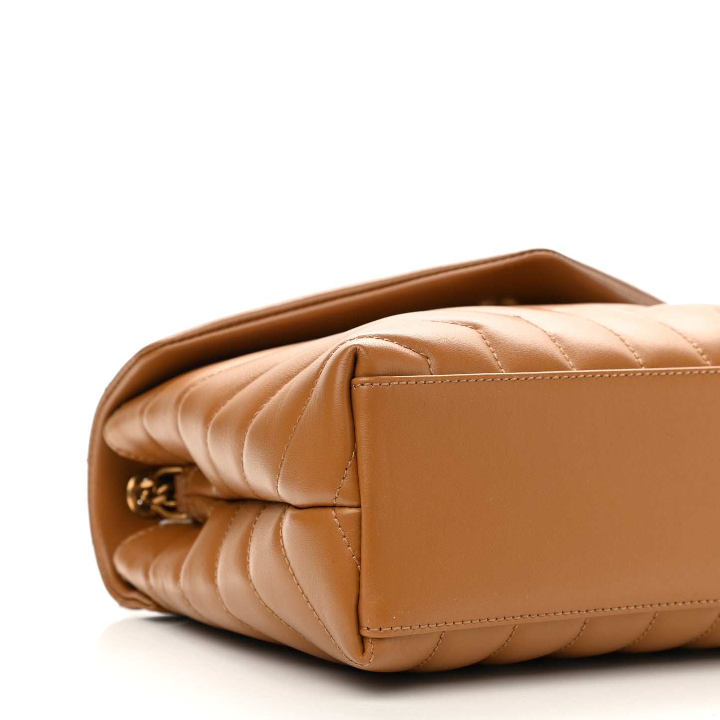 Calfskin Y Quilted Monogram Small Loulou Chain Satchel Dark Natural