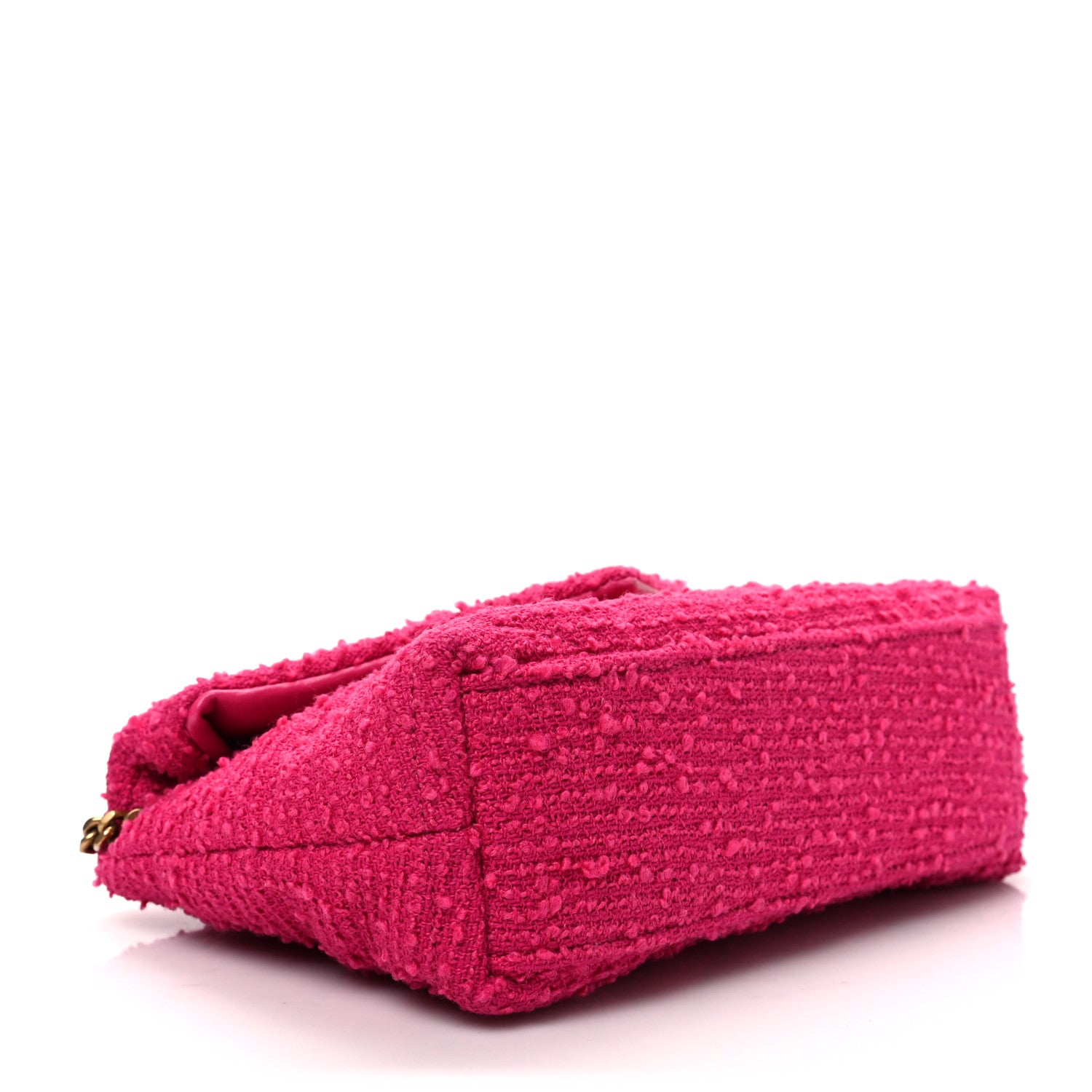 Saint Laurent Boucle Tweed Quilted Toy Loulou Puffer Monogram Chain Satchel Magenta 4 of 7