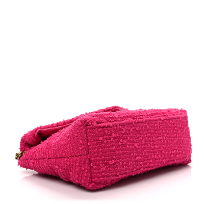 Saint Laurent Boucle Tweed Quilted Toy Loulou Puffer Monogram Chain Satchel Magenta 4 of 7