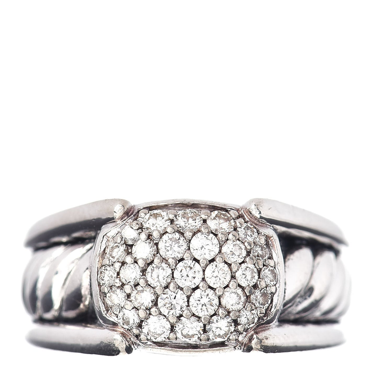Sterling Silver Diamond 12mm Cable Cocktail Ring 52 6