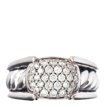 David Yurman Sterling Silver Diamond 12mm Cable Cocktail Ring 52 6 1 of 5