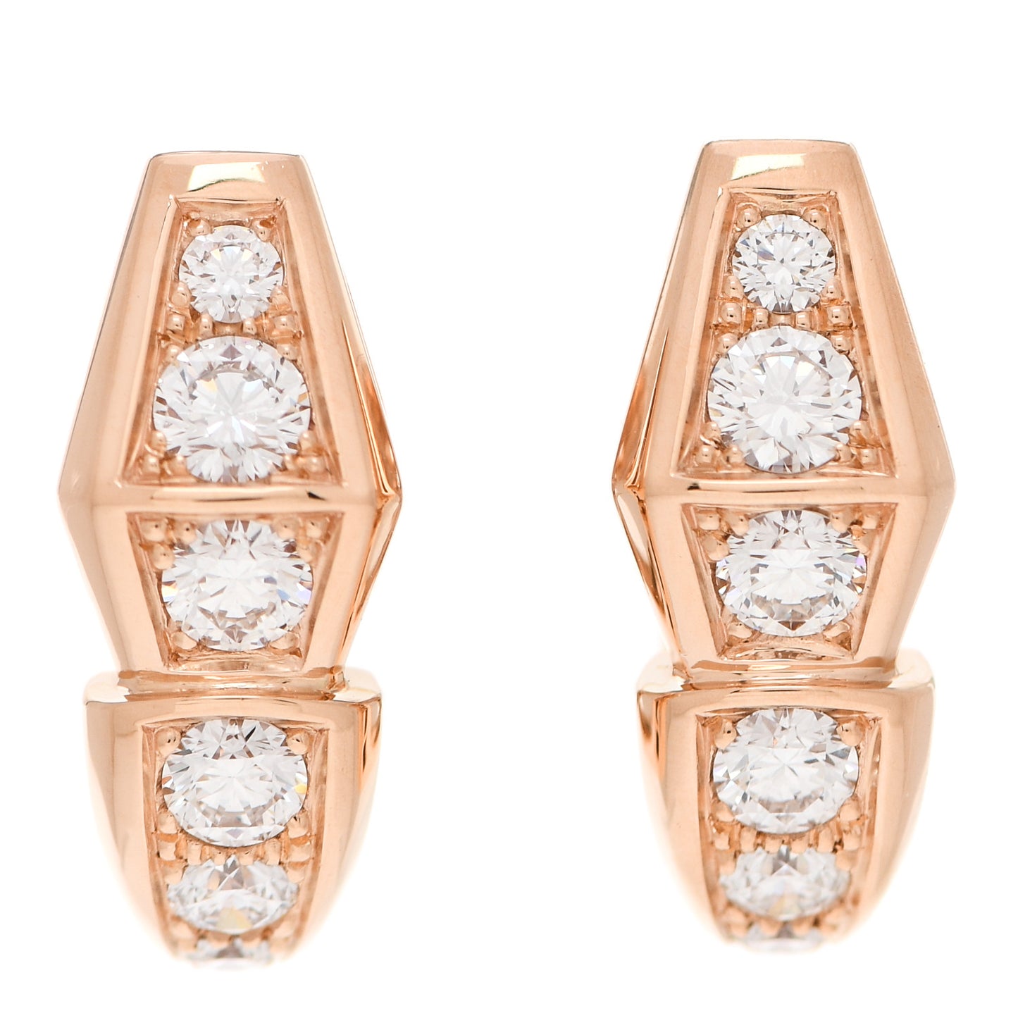 18K Rose Gold Diamond Serpenti Viper Earrings