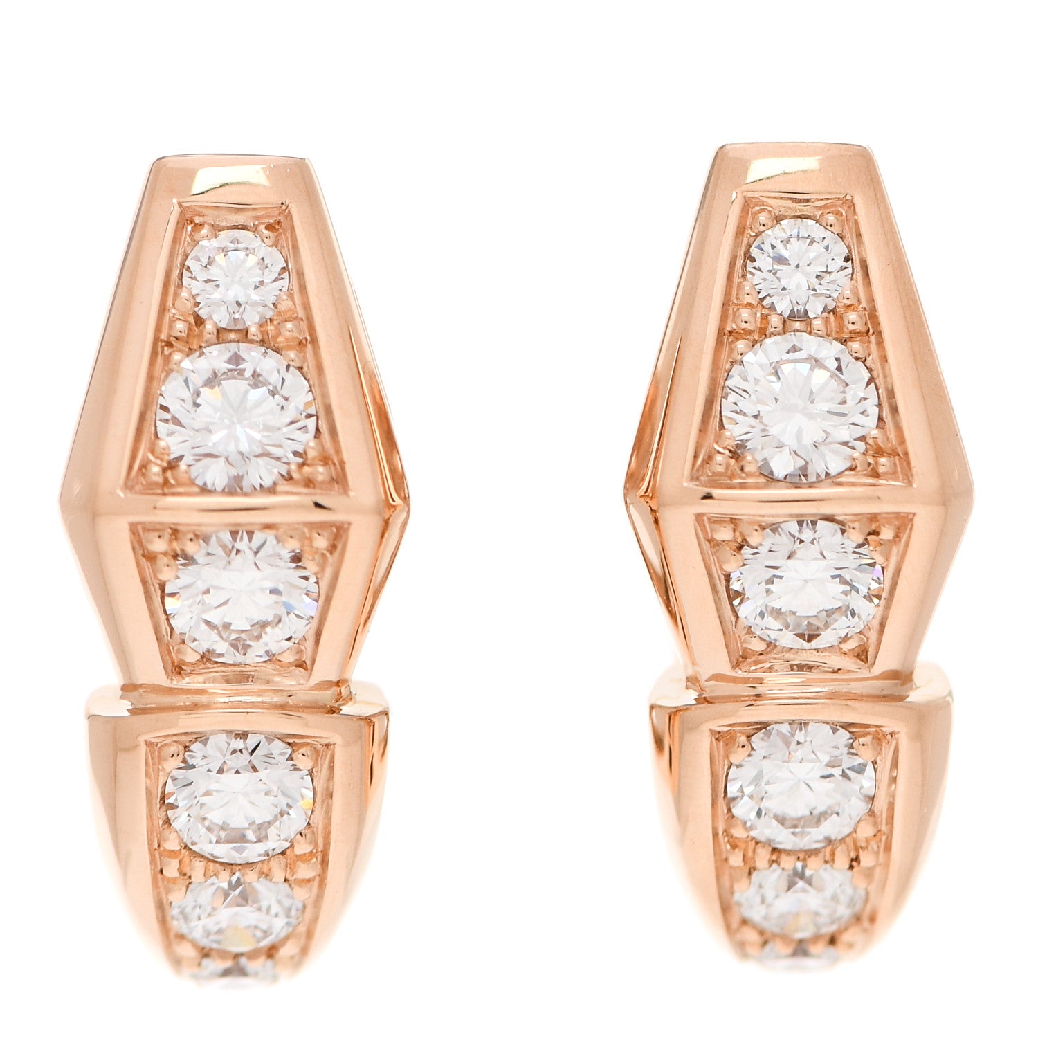 Bulgari 18K Rose Gold Diamond Serpenti Viper Earrings 1 of 6
