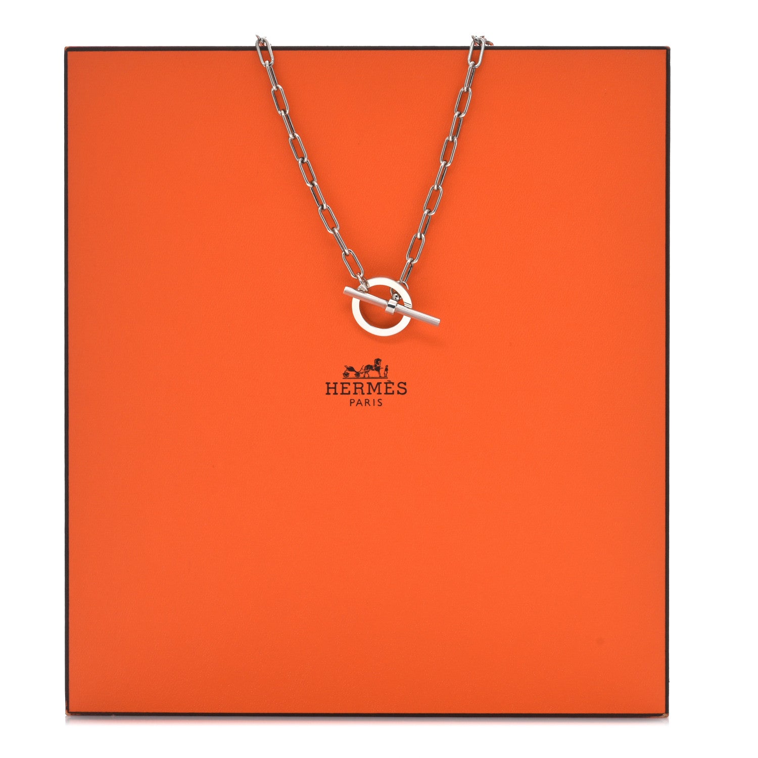 Hermes Sterling Silver Chain Toggle Necklace 6 of 6