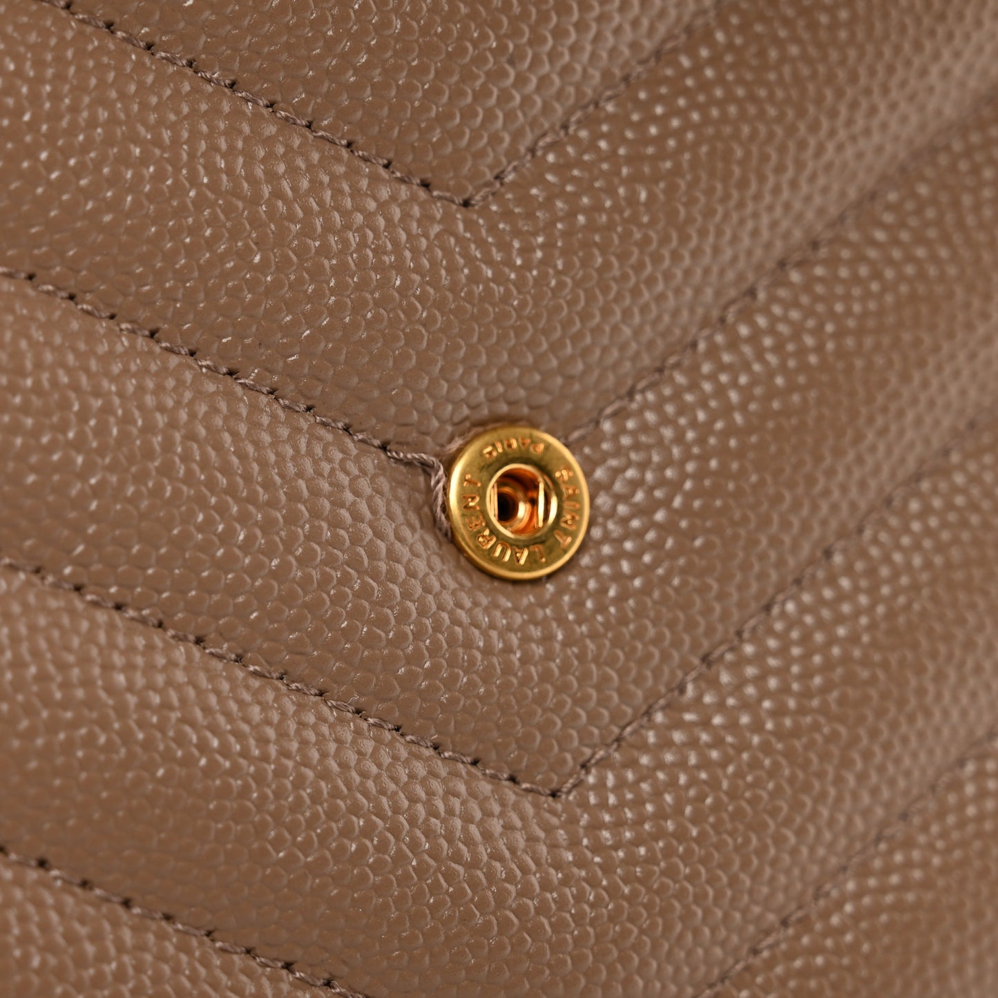 Grain De Poudre Matelasse Chevron Monogram Cassandre Flap Pouch Taupe