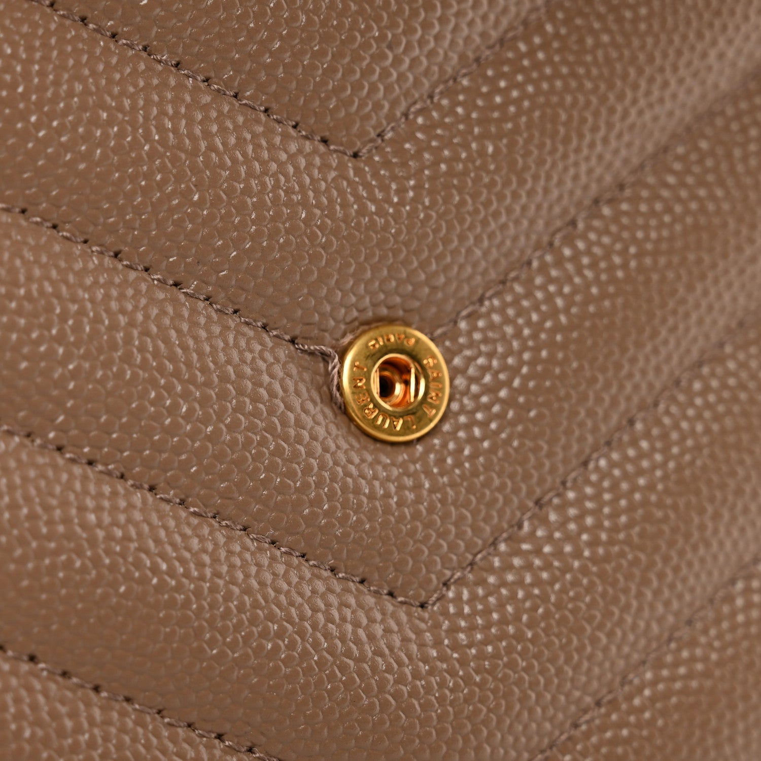 Saint Laurent Grain De Poudre Matelasse Chevron Monogram Cassandre Flap Pouch Taupe 8 of 8