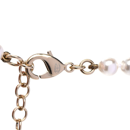 Chanel Pearl Crystal CC Heart Short Necklace Pearly White Gold 4 of 6