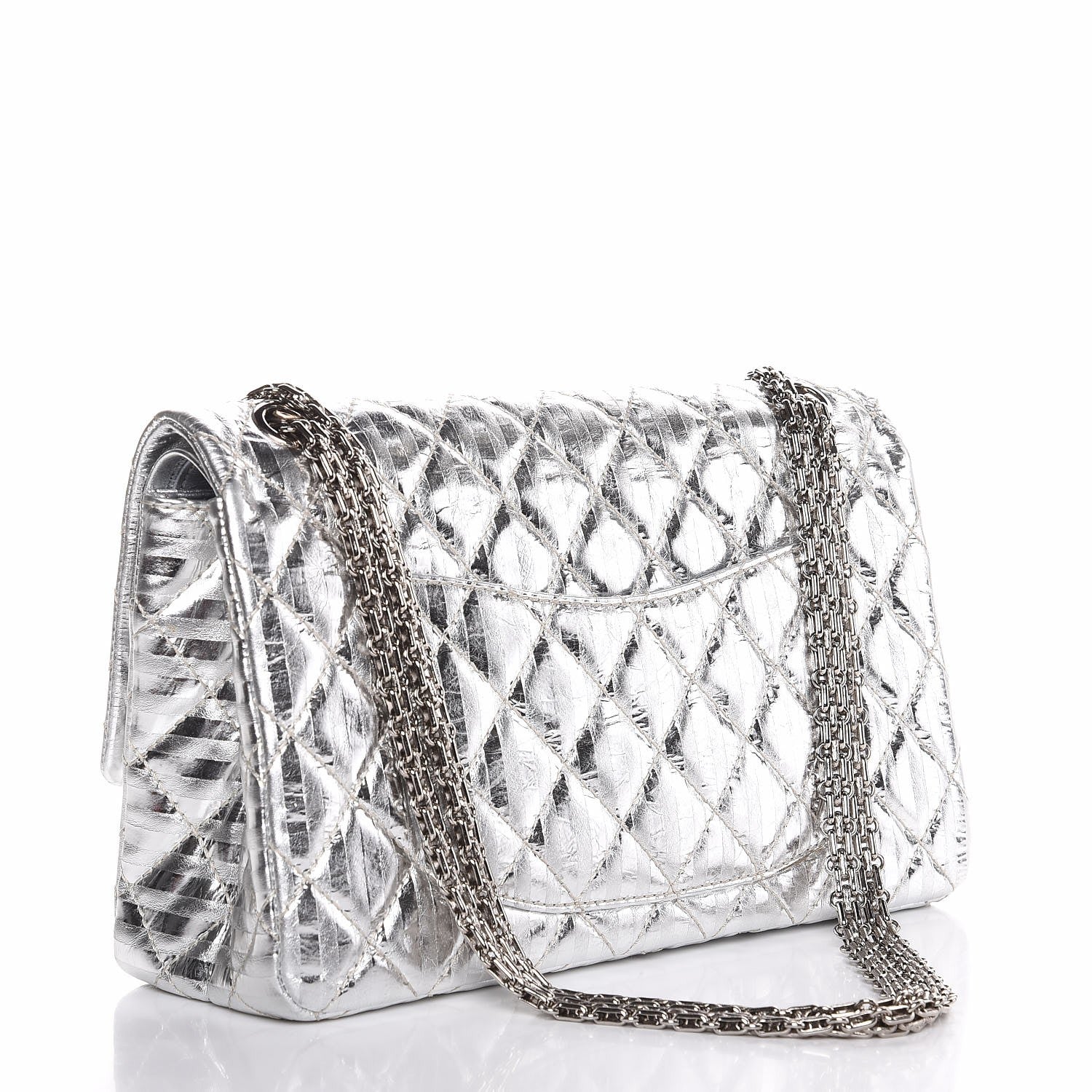Chanel Metallic Striped Calfskin 2.55 Reissue 226 Flap Silver 3 of 7