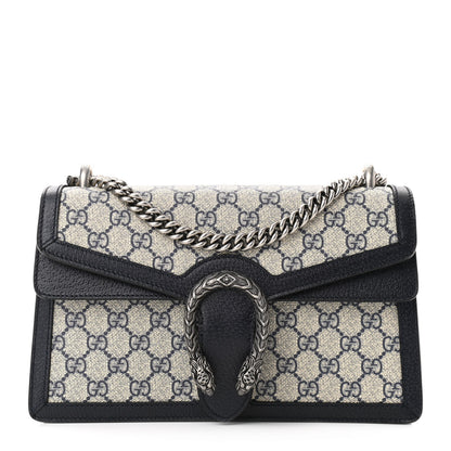 Gucci GG Supreme Monogram Textured Dollar Calfskin Small Dionysus Shoulder Bag Beige Blue 1 of 9