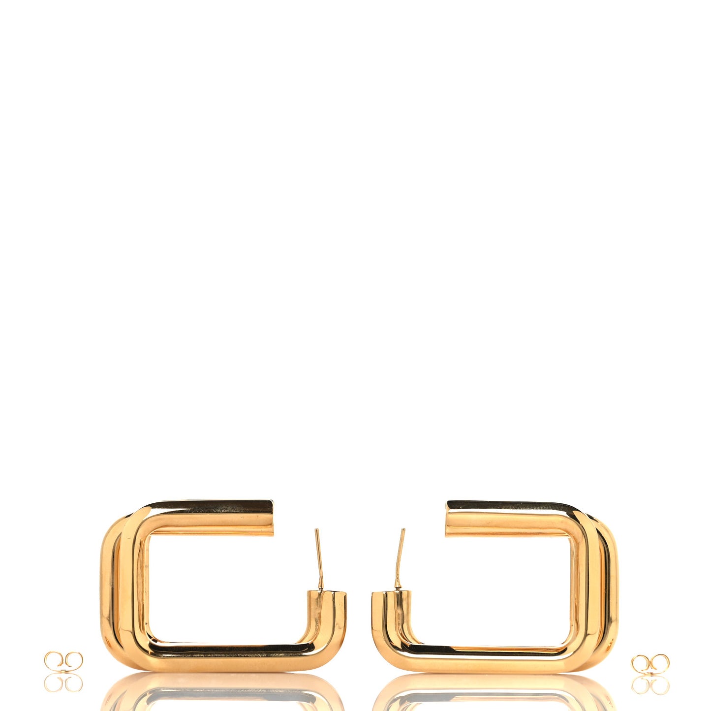 Metal Square Triple Hoop Earrings Gold