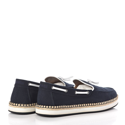 Hermes Cotton Canvas Mens Optimiste Moccasin Loafers 43 Navy 4 of 8