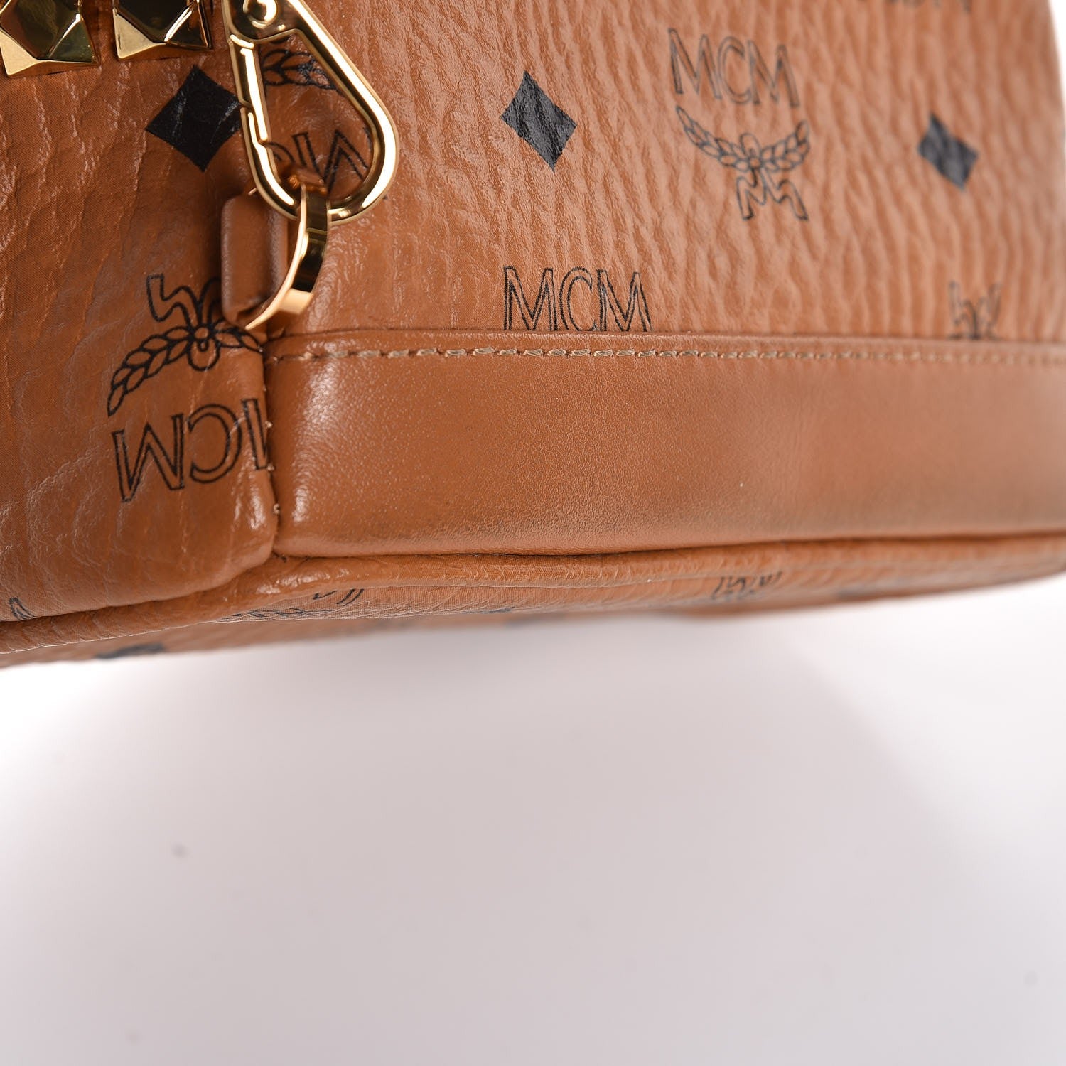 MCM Visetos Side Stud X-Mini Stark Backpack Cognac 9 of 10