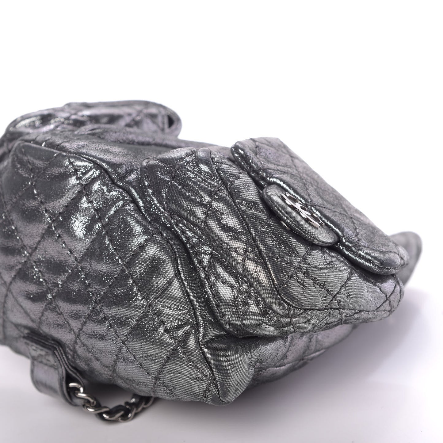Iridescent Calfskin Mini Backpack Is Back Silver