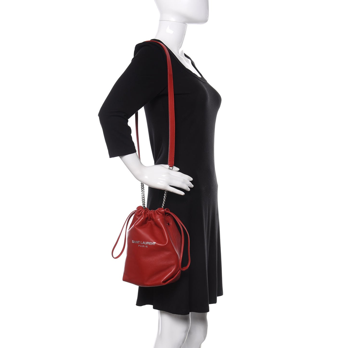 Lambskin Small Teddy Bucket Bag Red