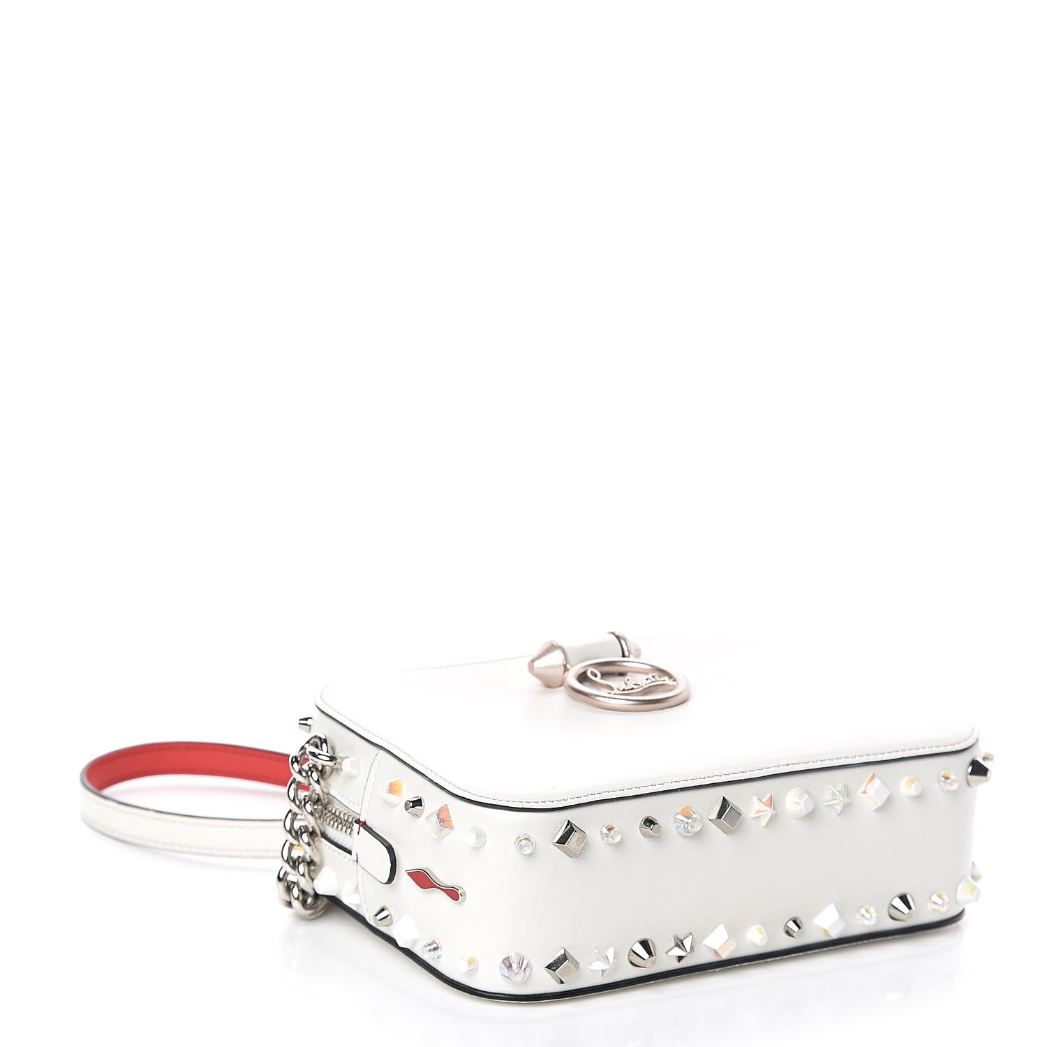 Christian Louboutin Vintage Trashmix Calfskin Spikes Mini Rubylou Crossbody White 4 of 8
