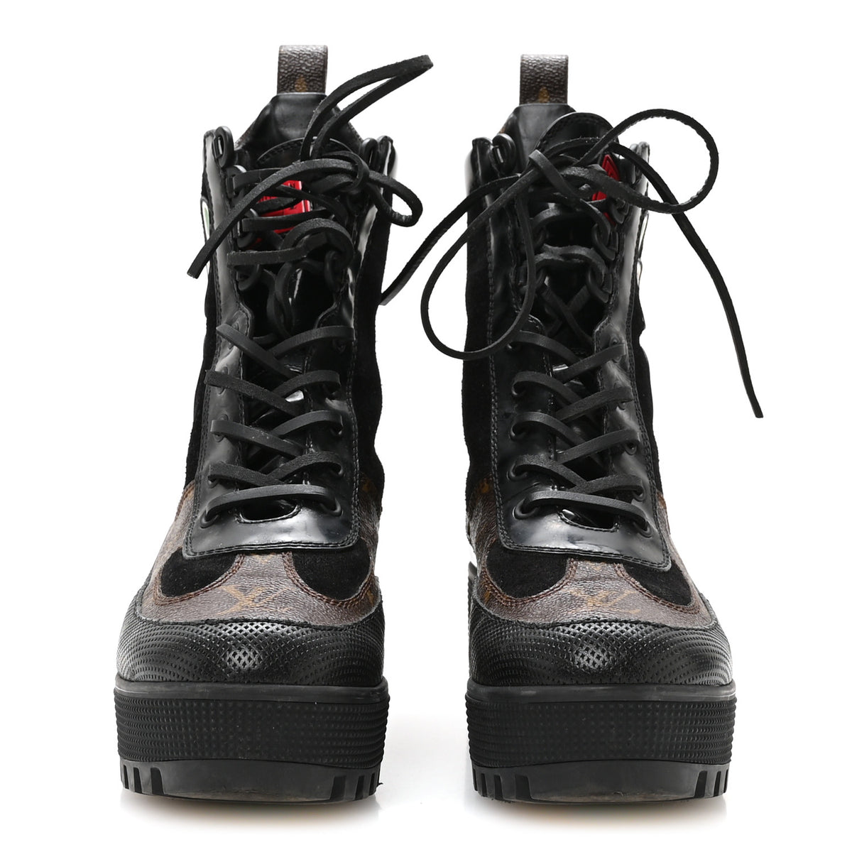 Louis Vuitton Suede Calfskin Monogram LV Black Heart Laureate Platform Desert Boots 37.5 Black 3 of 8