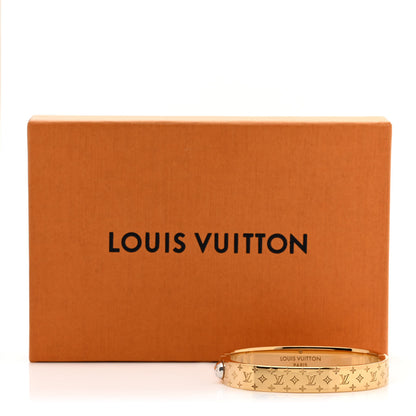 Louis Vuitton Brass Crystal Monogram Nanogram Strass Cuff S Gold 6 of 6