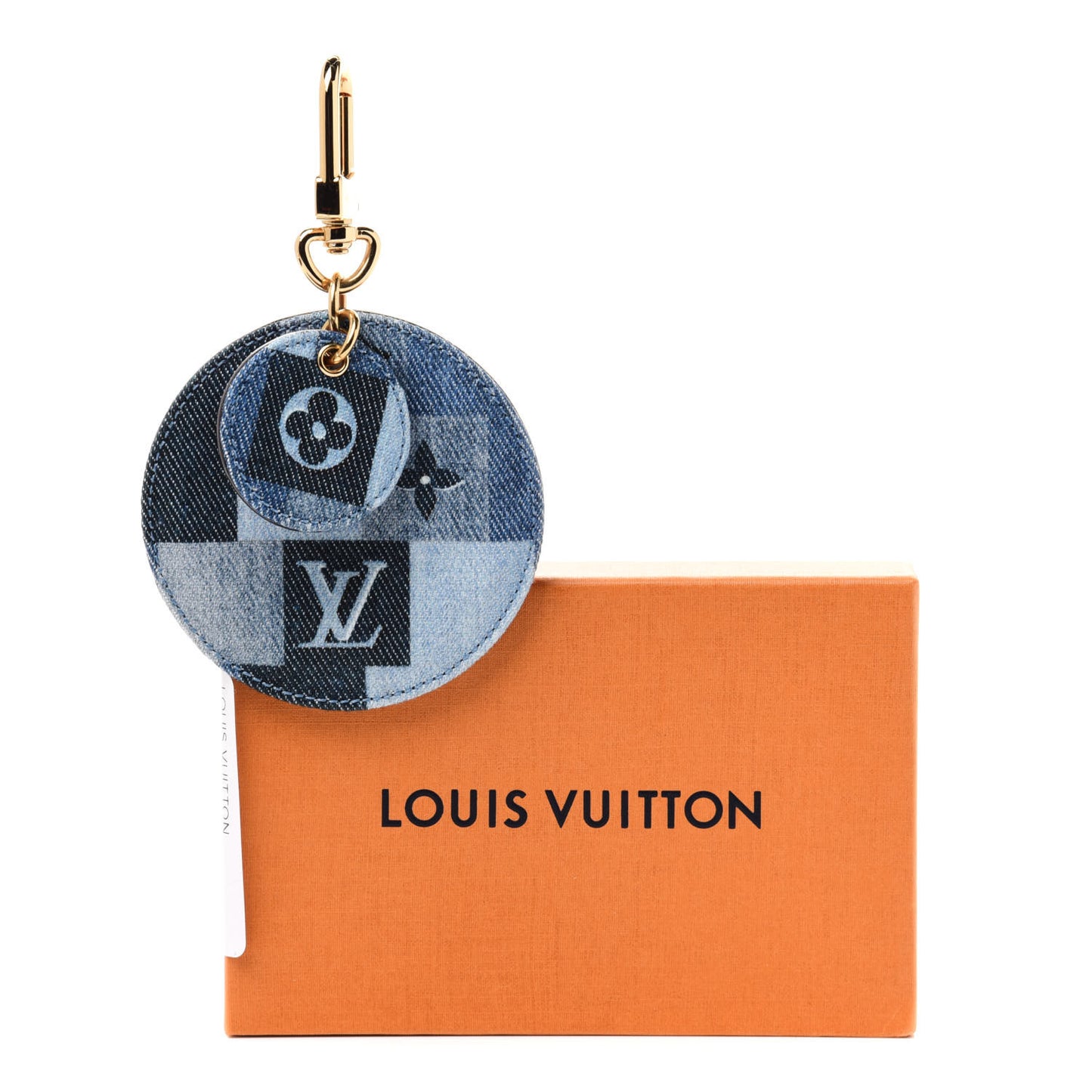 Denim Damier Monogram Patchwork Bag Charm Key Holder