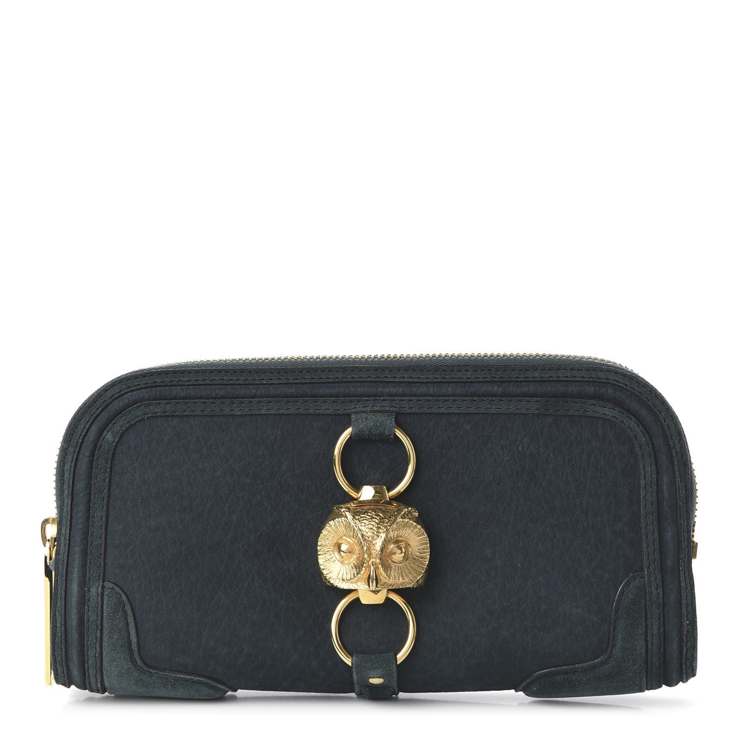 Burberry Prorsum Grainy Nubuck Alma Owl Clutch Indigo Green 1 of 10
