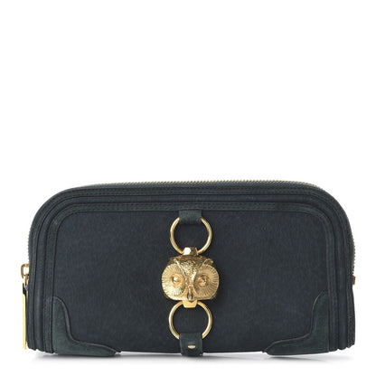 Burberry Prorsum Grainy Nubuck Alma Owl Clutch Indigo Green 1 of 10