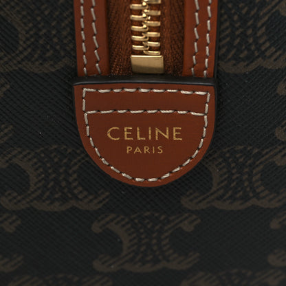 Celine Triomphe Canvas Calfskin Small Boston Bag Tan 6 of 6