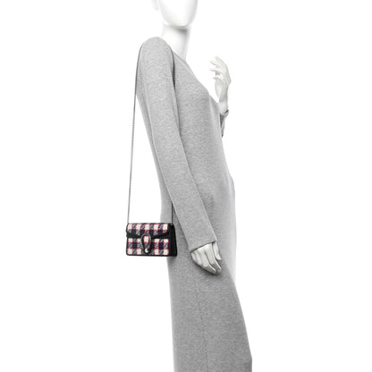 Gucci Vintage Tweed Check Super Mini Dionysus Shoulder Bag White Hibiscus Red Marine 2 of 11