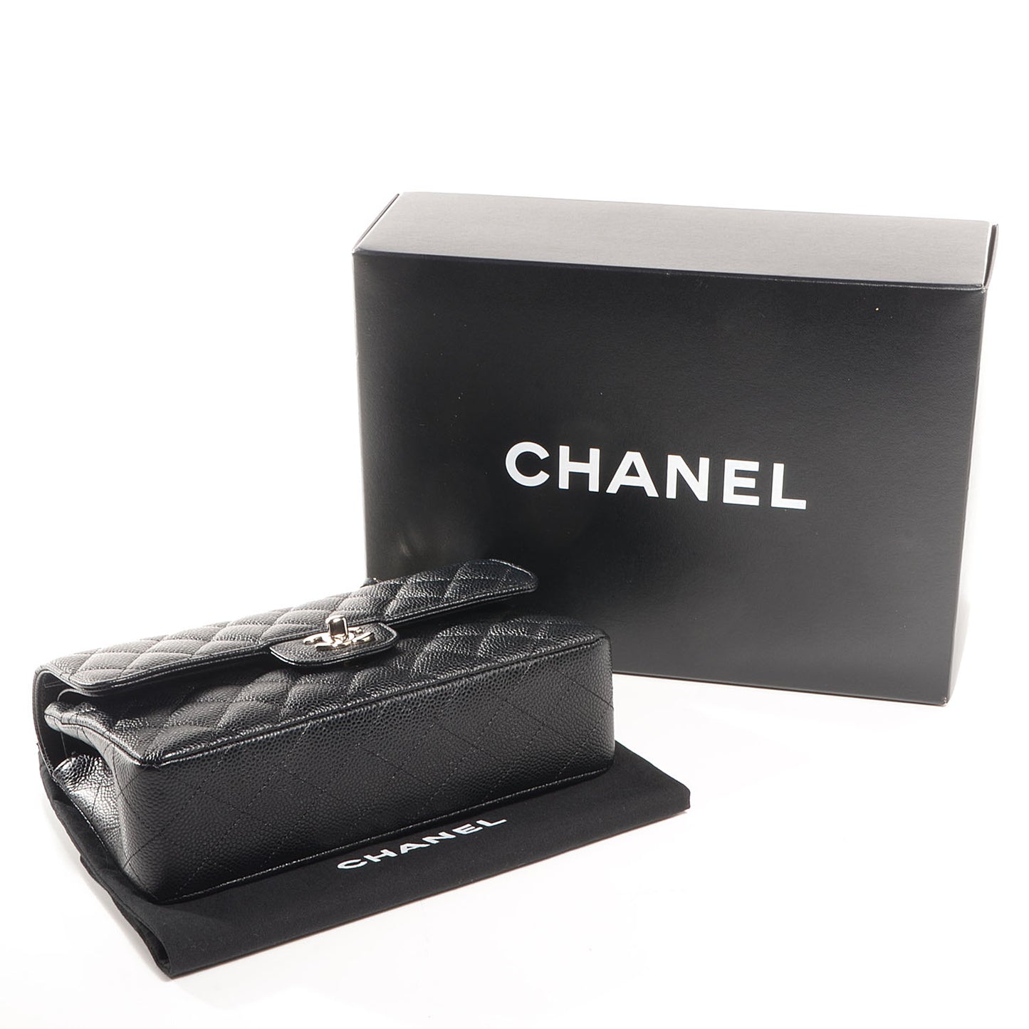 Caviar Quilted Small Double Flap Black