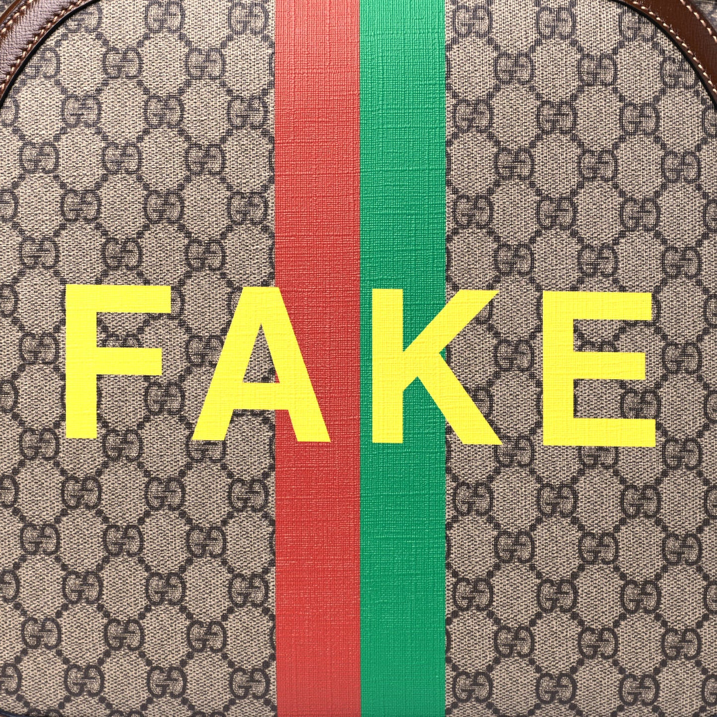 GG Supreme Monogram Azalea Calfskin Fake/Not Retro Interlocking G Day Backpack Beige Ebony Brown Sugar