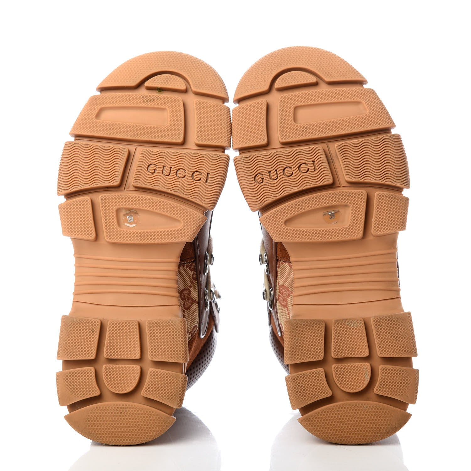 Gucci X SEGA Suede Calfskin GG Monogram Womens Flashtrek High-Top Sneakers 39 New Cuir Beige Ruggine 6 of 12