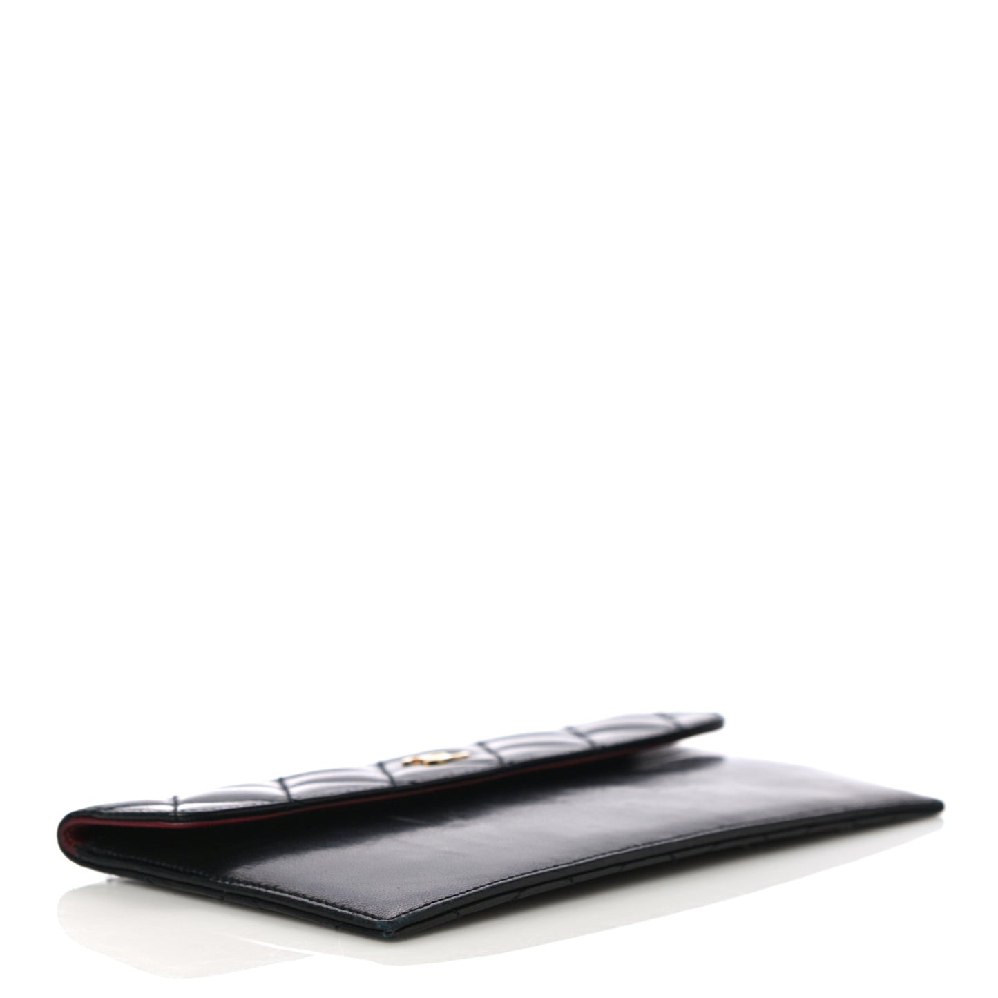 Calfskin Quilted CC Flap Clutch Black