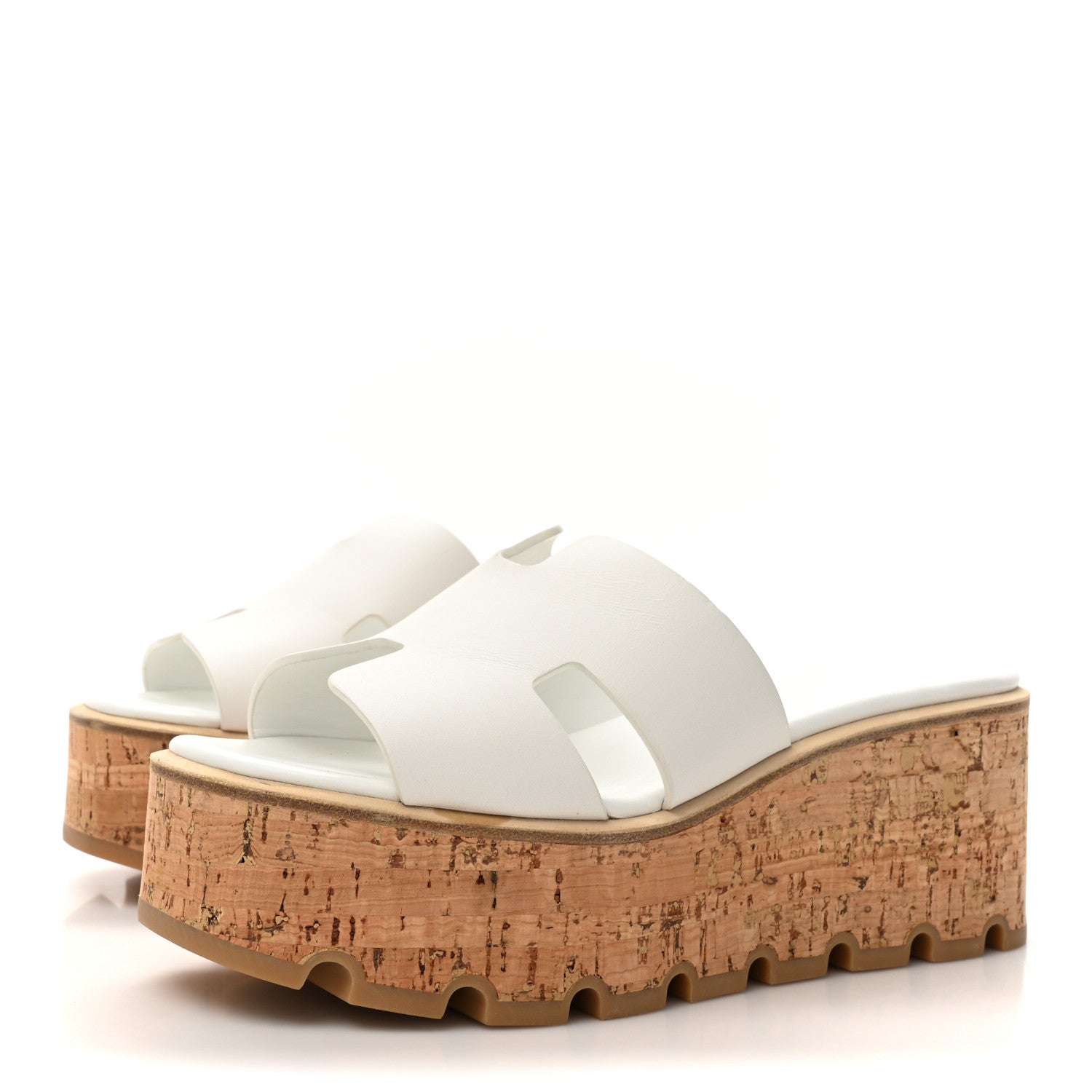 Hermes Calfskin Cork Eze 30 Sandals 36 White 4 of 11