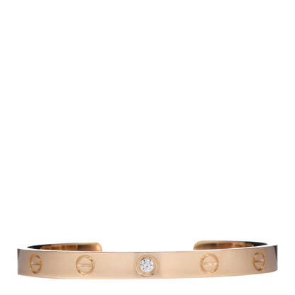 Cartier 18K Yellow Gold 1 Diamond LOVE Cuff Bracelet 17 1 of 4