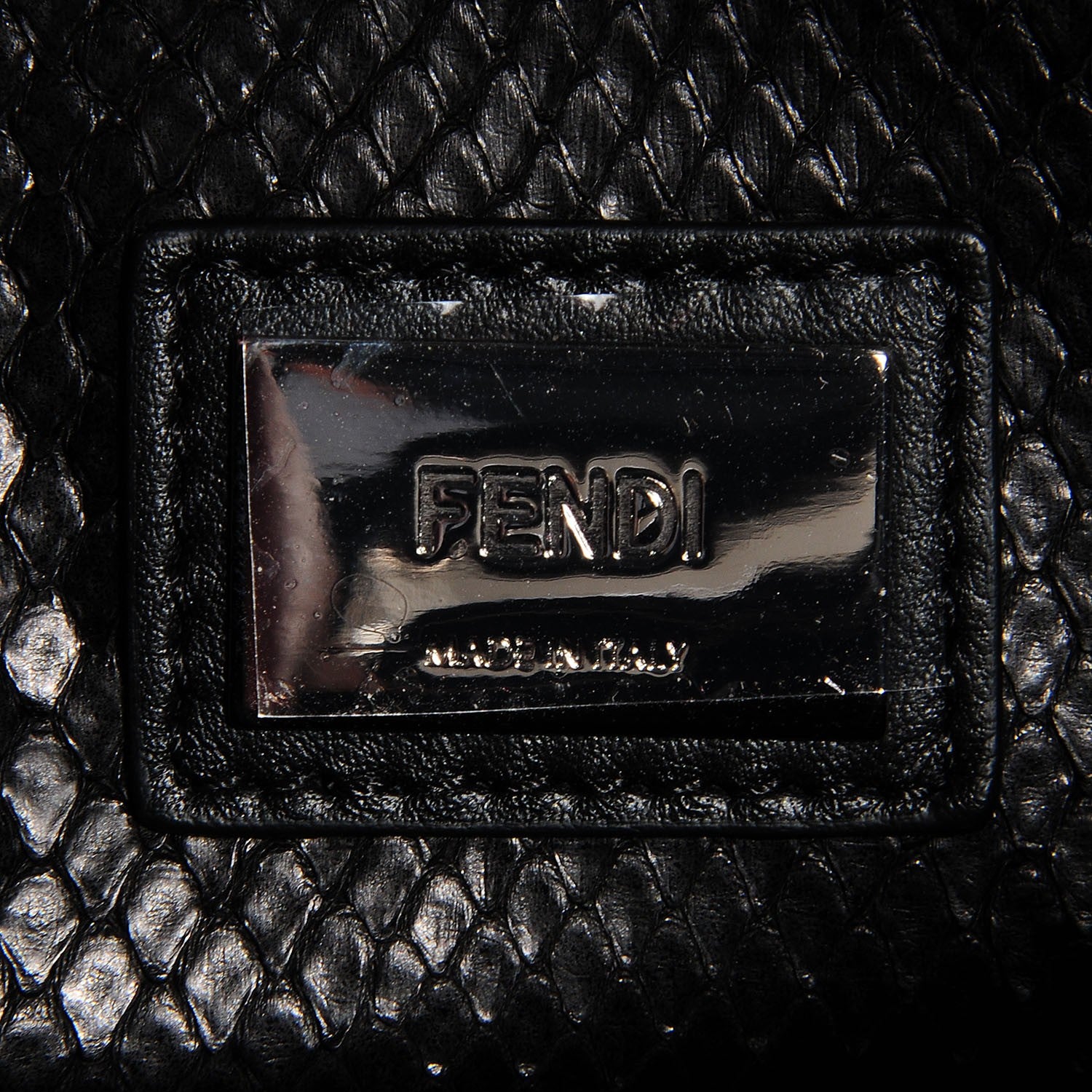 Fendi Vitello Seta Python Crocodile Monster Eyes Medium Peekaboo Iconic Satchel Black Girasole 7 of 10
