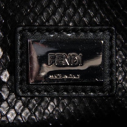 Fendi Vitello Seta Python Crocodile Monster Eyes Medium Peekaboo Iconic Satchel Black Girasole 7 of 10