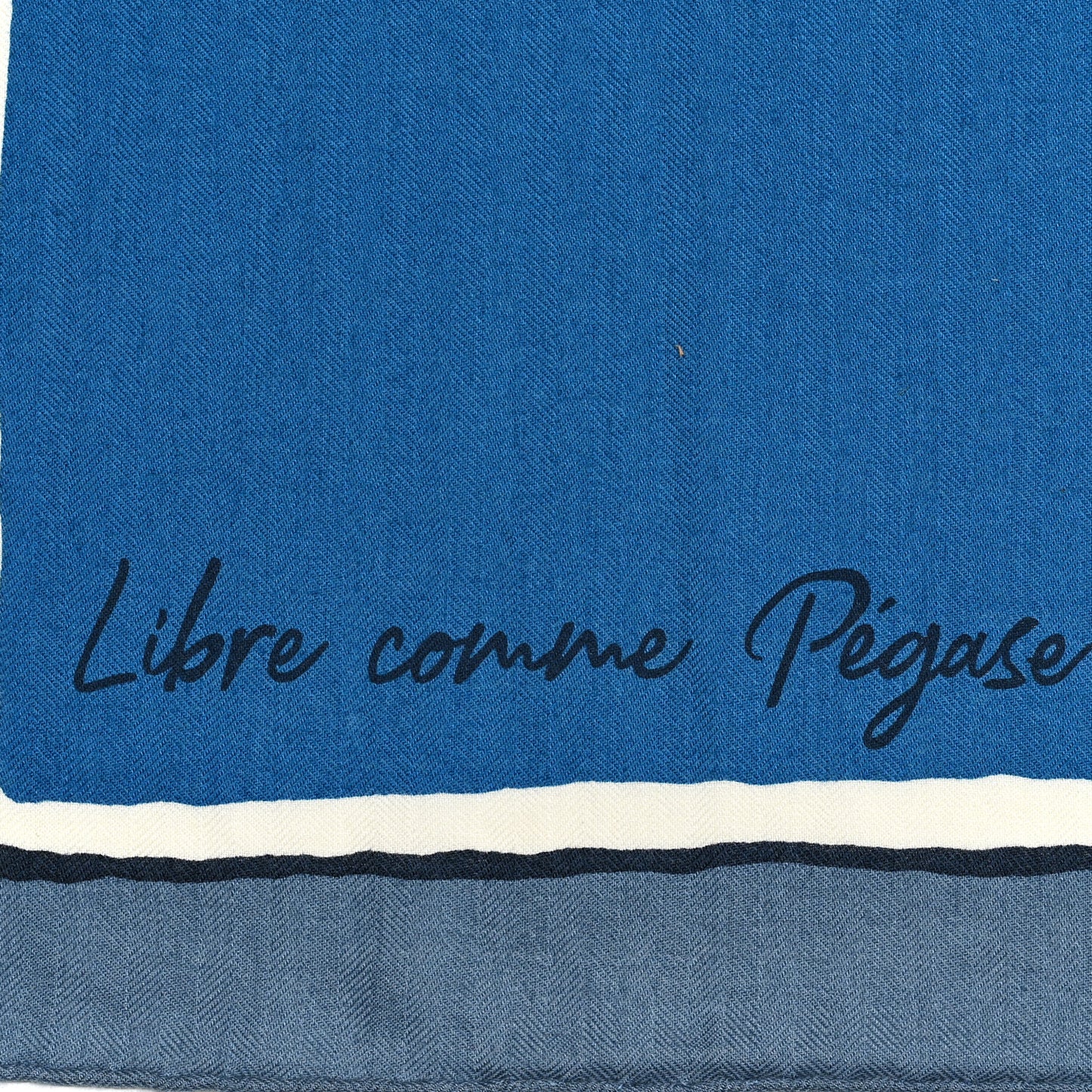 Cashmere Silk Libre Comme Pegase Shawl 140 Bleu Cobalt White