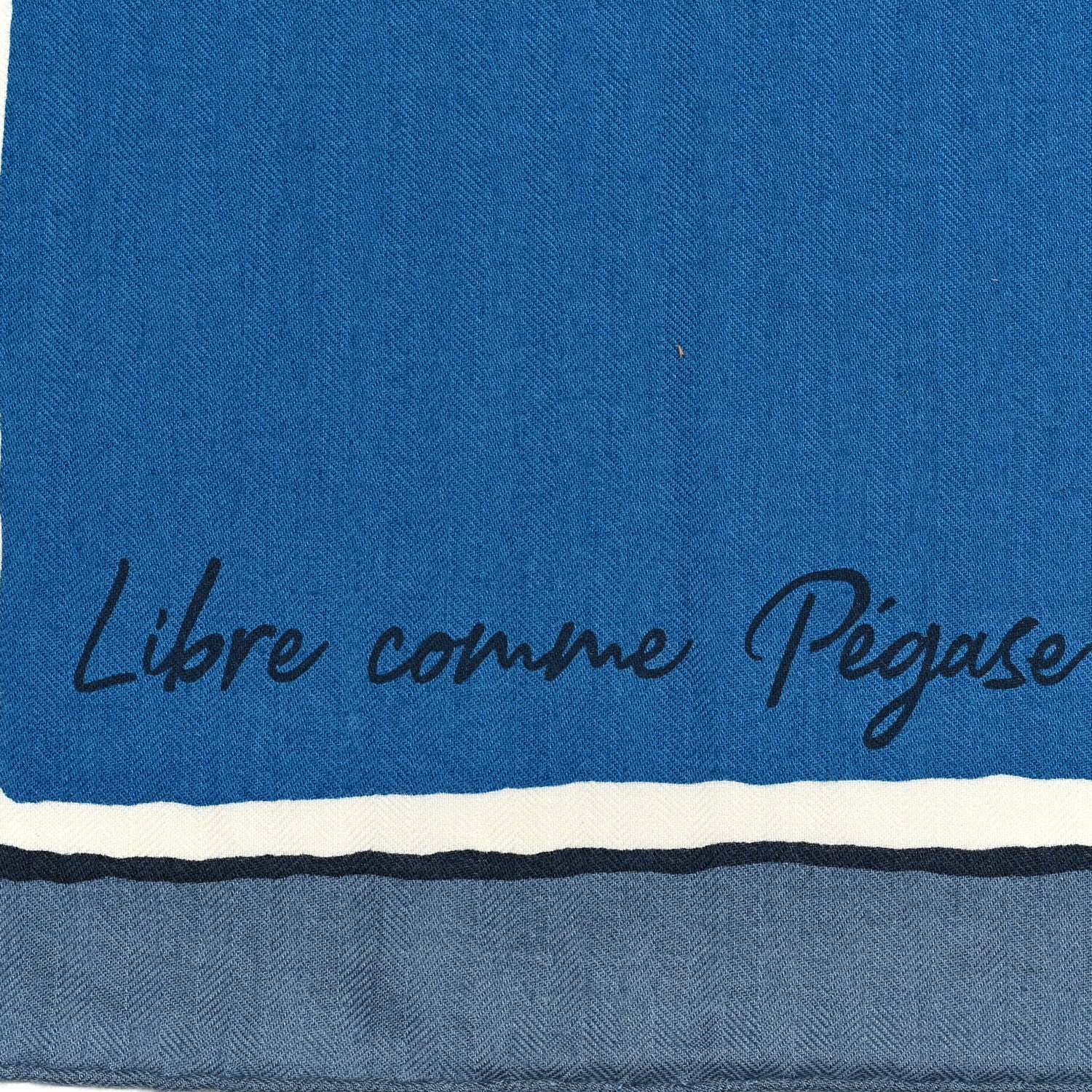 Hermes Cashmere Silk Libre Comme Pegase Shawl 140 Bleu Cobalt White 3 of 5