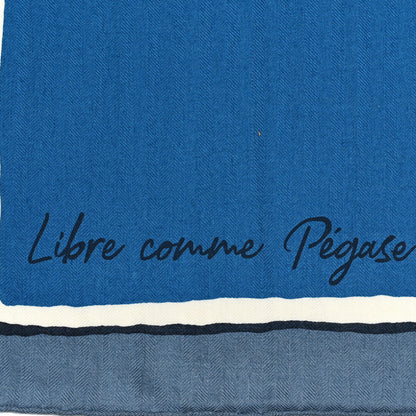 Hermes Cashmere Silk Libre Comme Pegase Shawl 140 Bleu Cobalt White 3 of 5