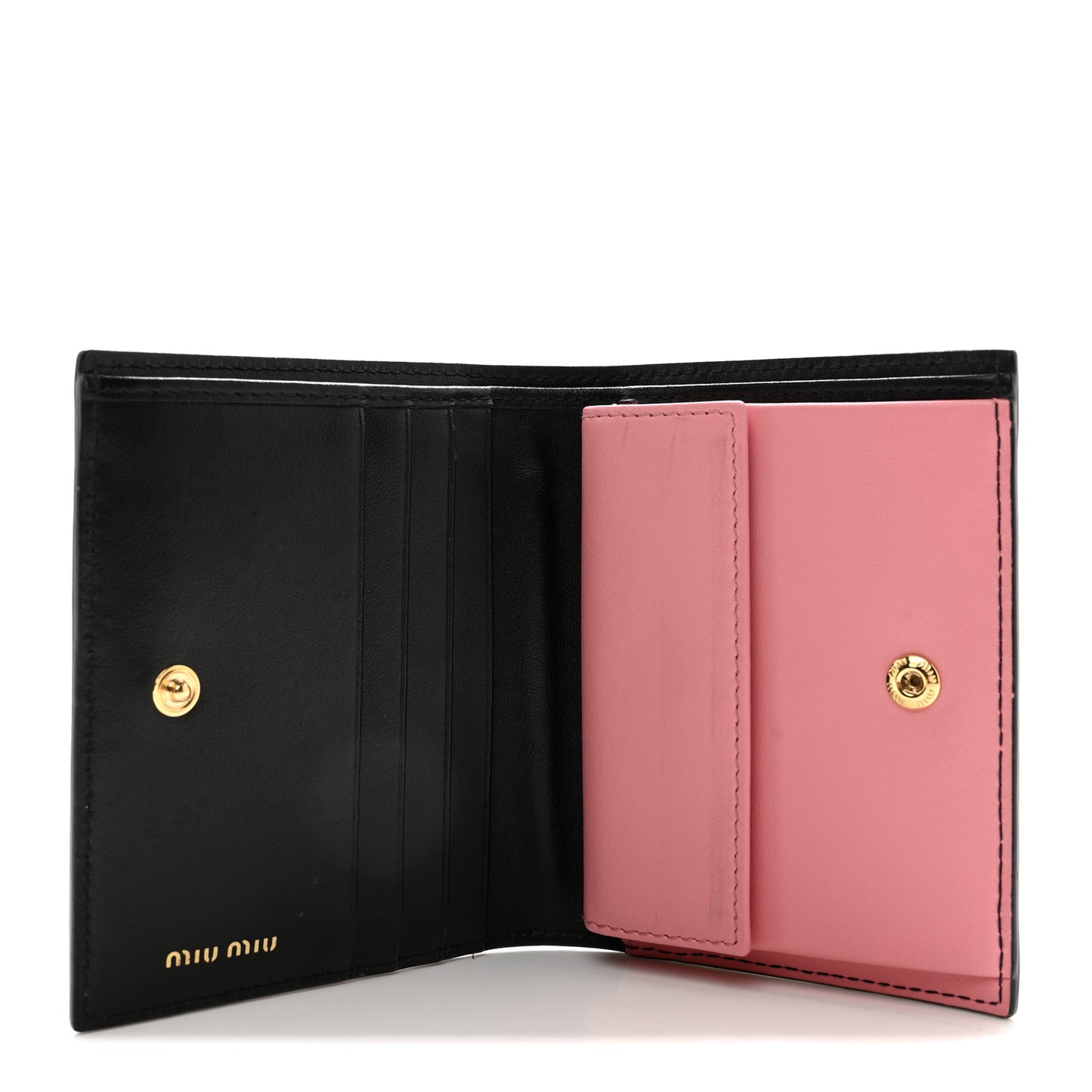 Soft Calfskin Bow Compact Wallet Black Pink