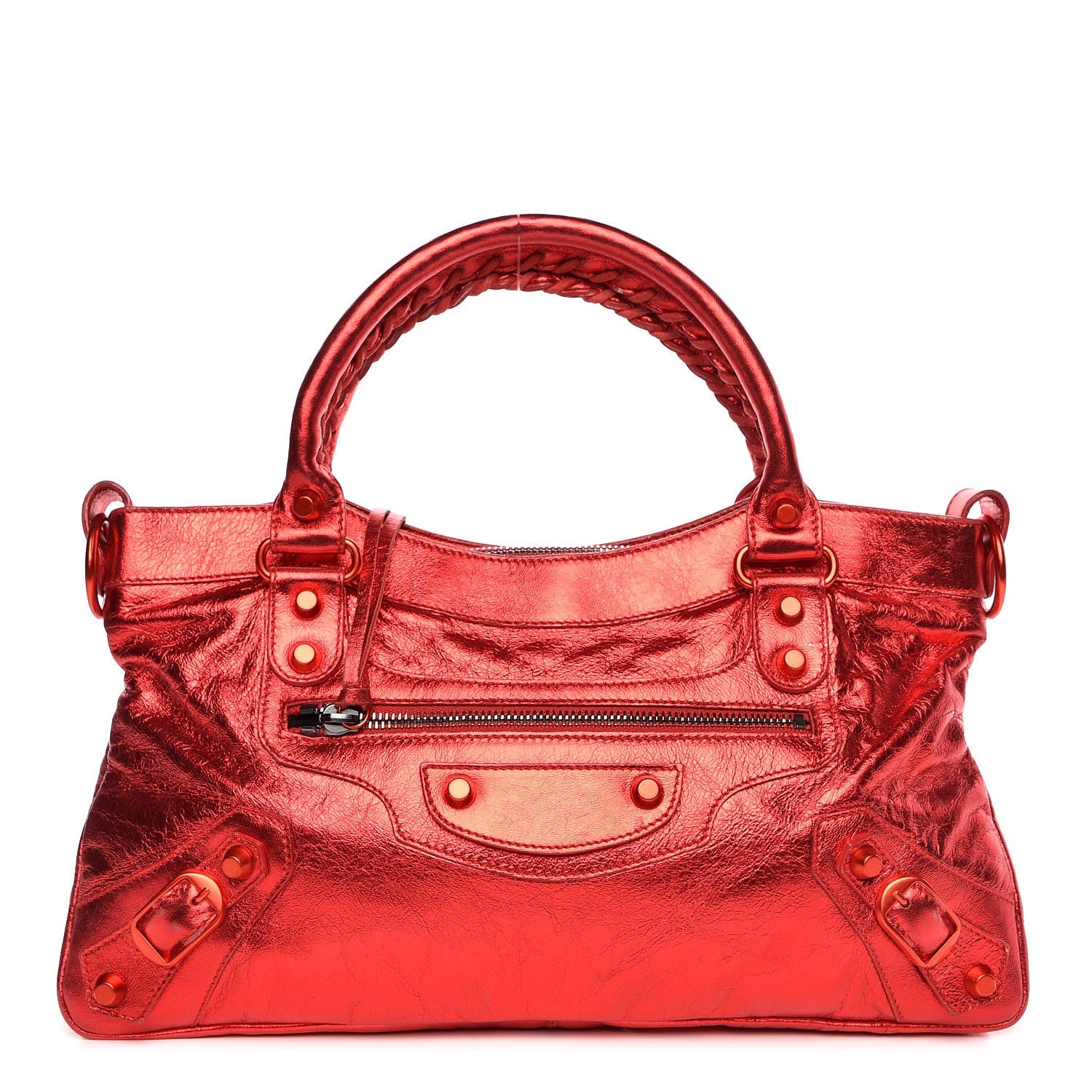 Balenciaga Metallic Chevre Classic Hardware Mini Classique  First Red 1 of 8