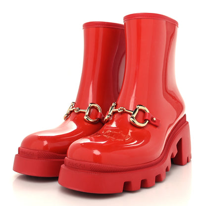 Gucci Rubber Womens Horsebit Ankle Boots 39 Maple Red 3 of 7