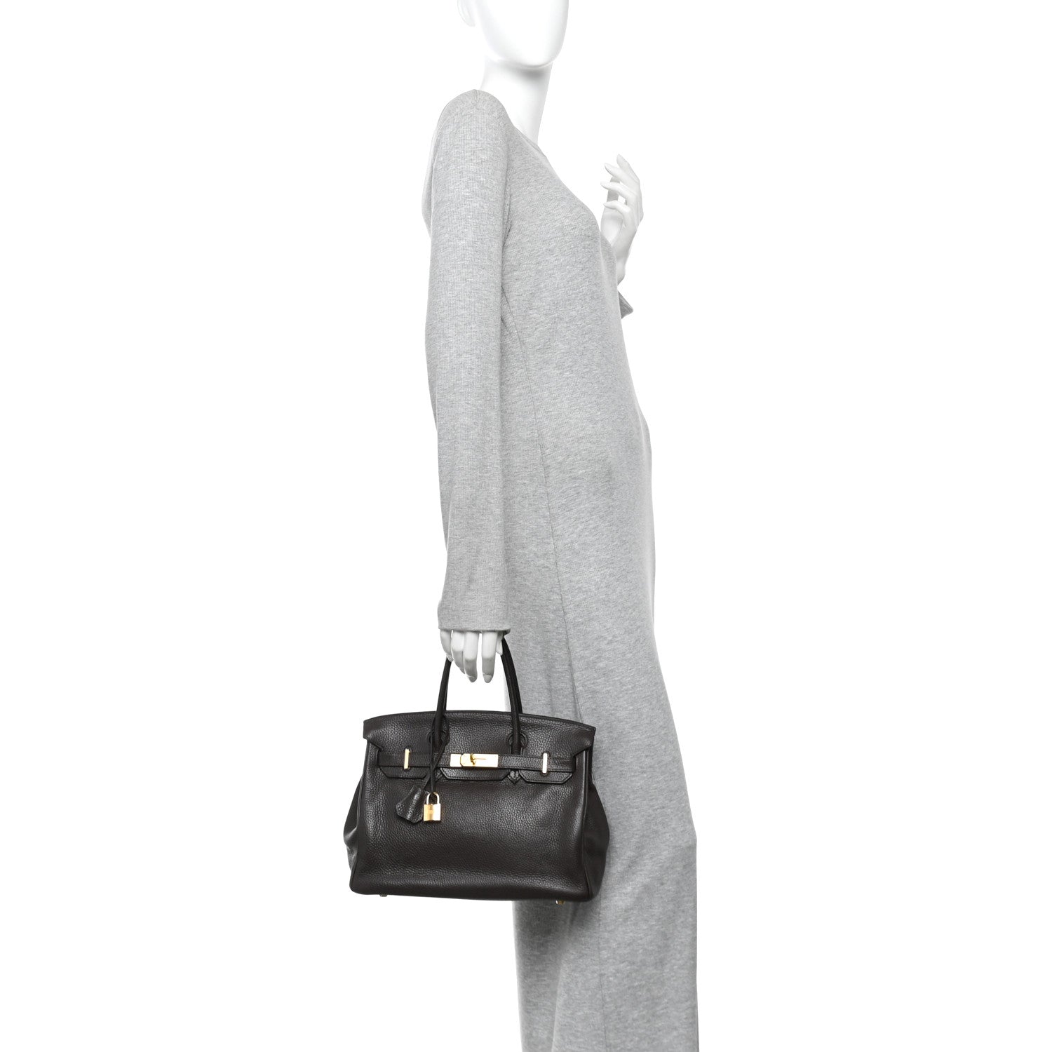 Hermes Taurillon Clemence Birkin 30 Chocolate 2 of 12