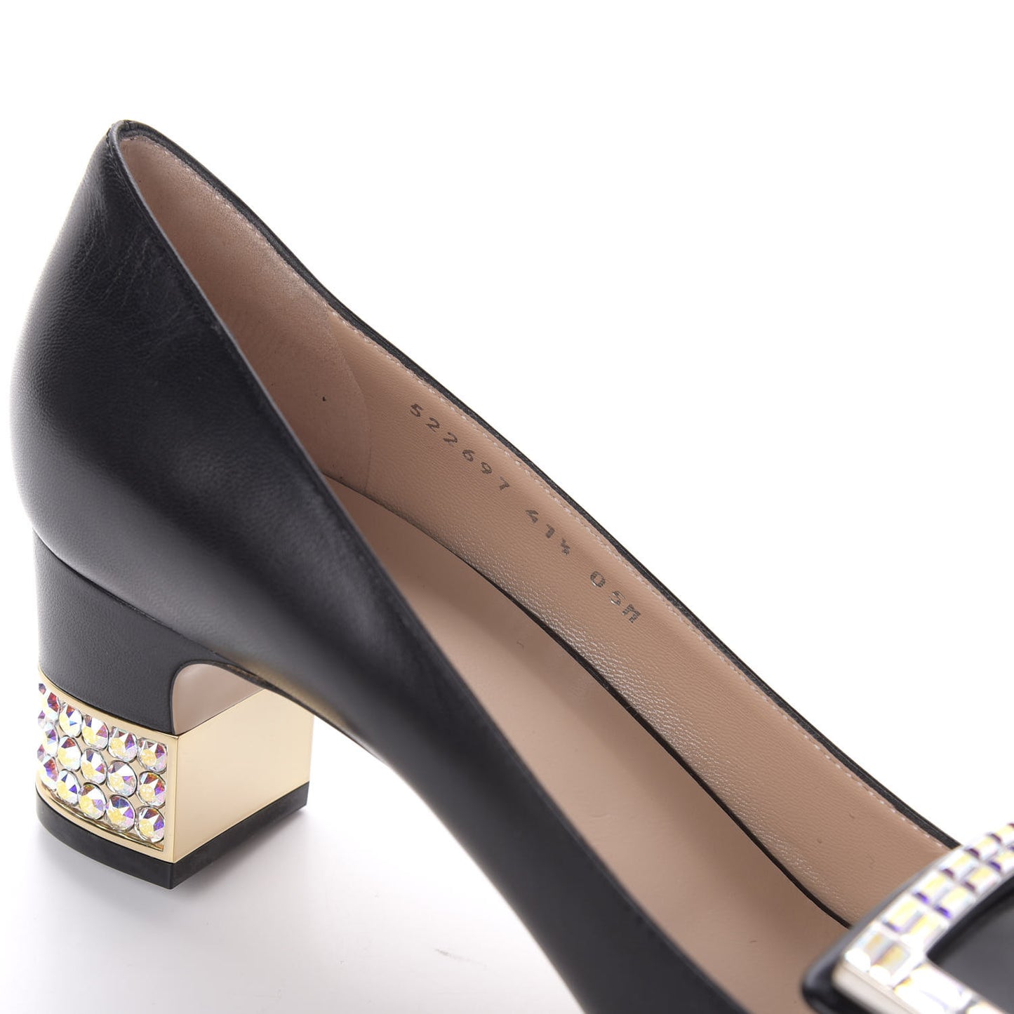 Malaga Kid Crystal Square G Madelyn Mid Heel Loafer Pumps 41.5 Black